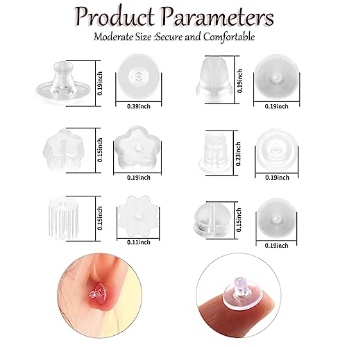 MAYCREATE® 550PCS Earring Backs for Ear Studs 6 Styles Clear Clutch Stoppers for DIY Jewelry Making Accessories Replacement MAYCREATE® 550PCS Earring Backs for Ear Studs 6 Styles Clear Clutch Stoppers for DIY Jewelry Making Accessories Replacement